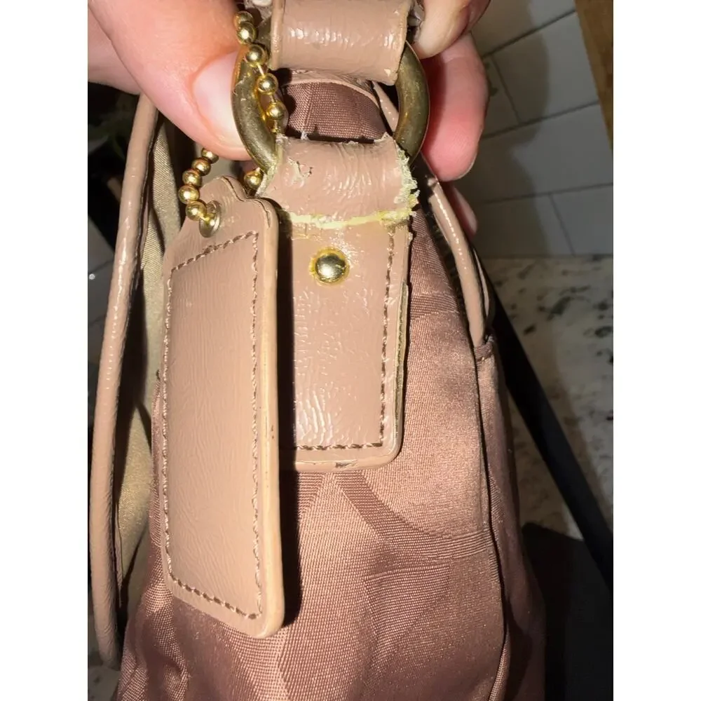 Coach Brown Signature Canvas Computer Messenger Bag READ